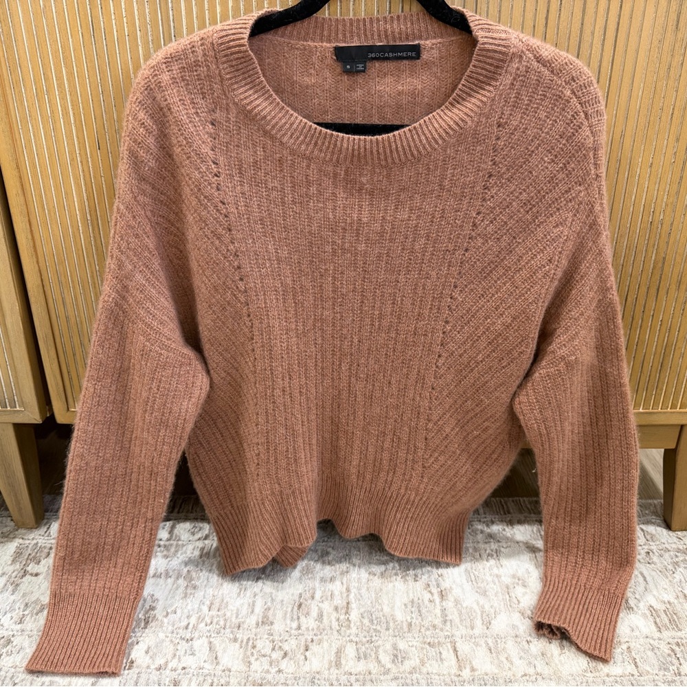 360 Cashmere Women's Soft Brown Crew Neck Sweater